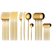 

24Pcs Stainless Steel Dinnerware Set Black Gold Cutlery Spoon Fork Knife Western Cutleri For Kitchen Dinner Flatware Set