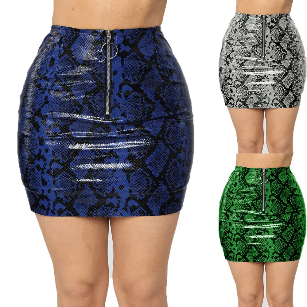 

200204-MX53 new arrival snakeskin printed plain mini skirt sexy ladies