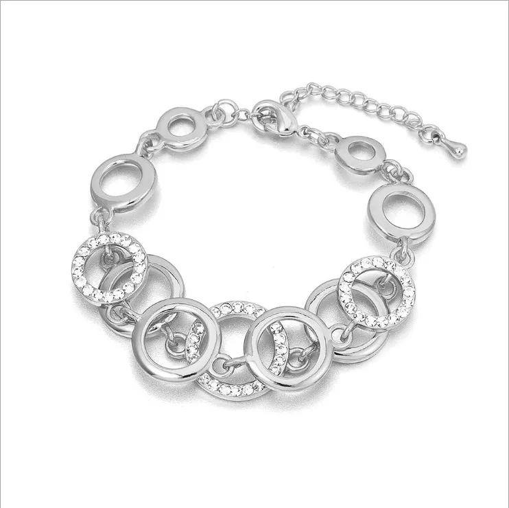 

Simple multilayer ring bracelet geometric metal alloy diamond bracelet