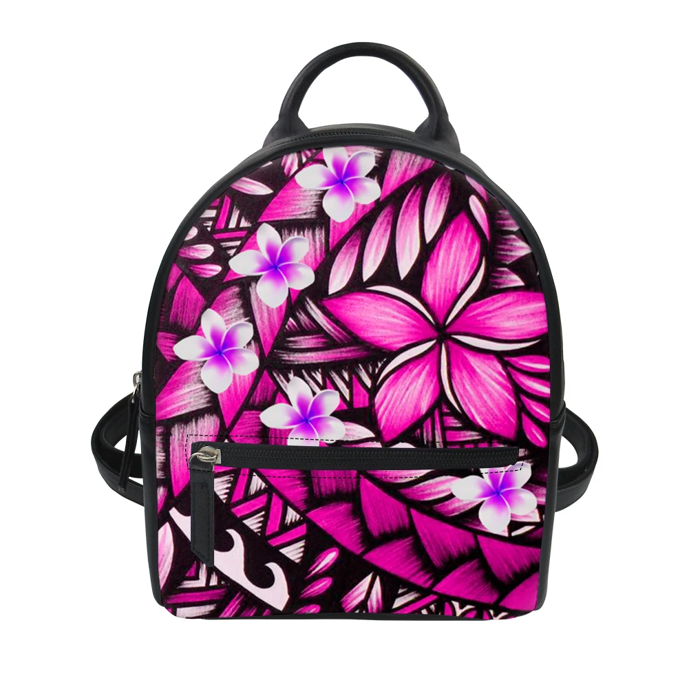 

Designer Polynesian Tribal Print Mini Backpack for Women Waterproof Pu Leather Shoulder Bag Backpacks Custom Girl Bagpack