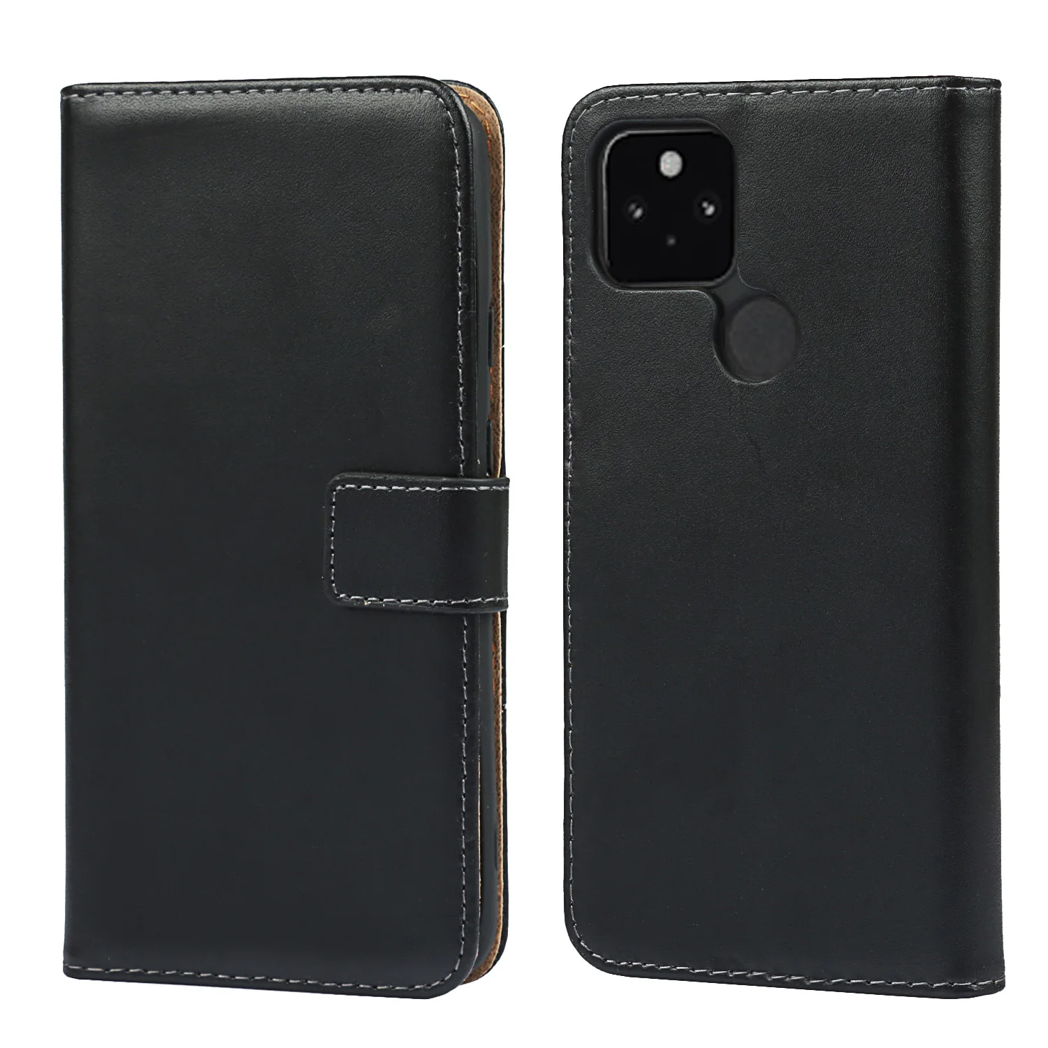 

Newest Fashion Genuine Leather Wallet Case For Google Pixel 5A With Stand Card Slots, As pictures