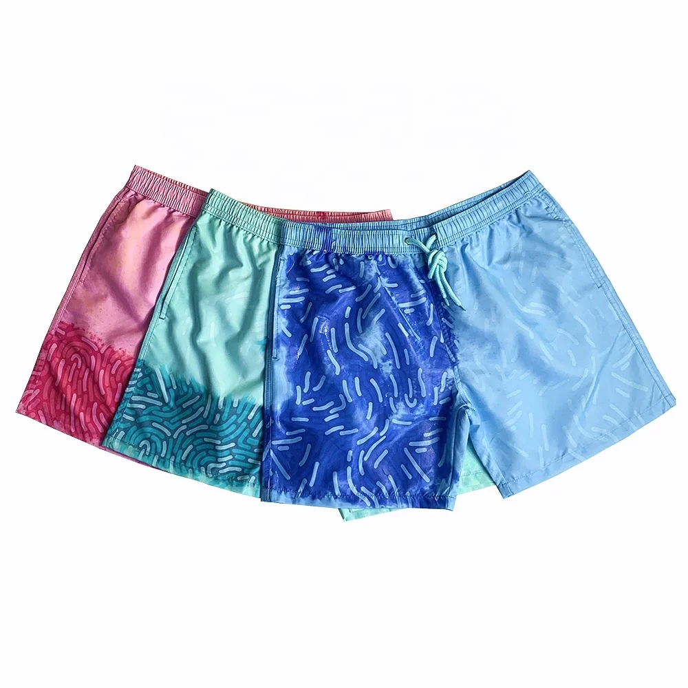 

2021Latest design Custom beach shorts for men summer hot sale magical change color swimming trunks mens board shorts