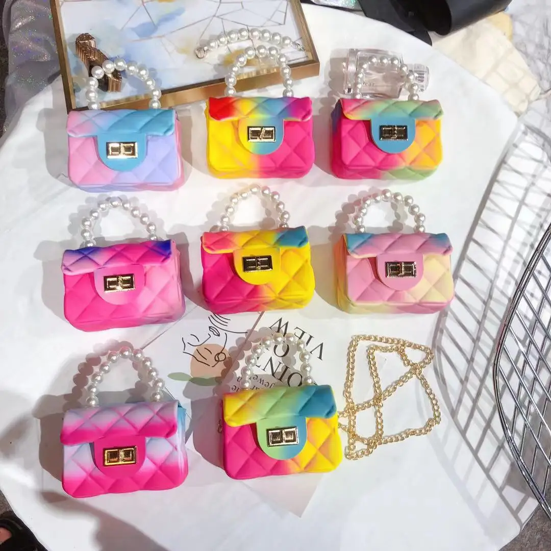 

Kids Purse And Handbags Wholesale Girls Purse Rainbow Mini Kid Jelly Bag Cute Crossbody Hand Bag For Women
