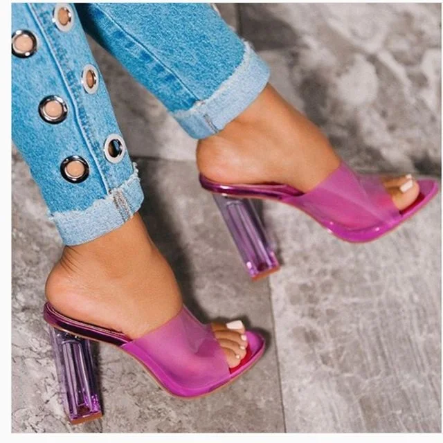 

Ladies Clear Open Toe High Heels Clear Heel 21cm Sexy Sandals, Customized color