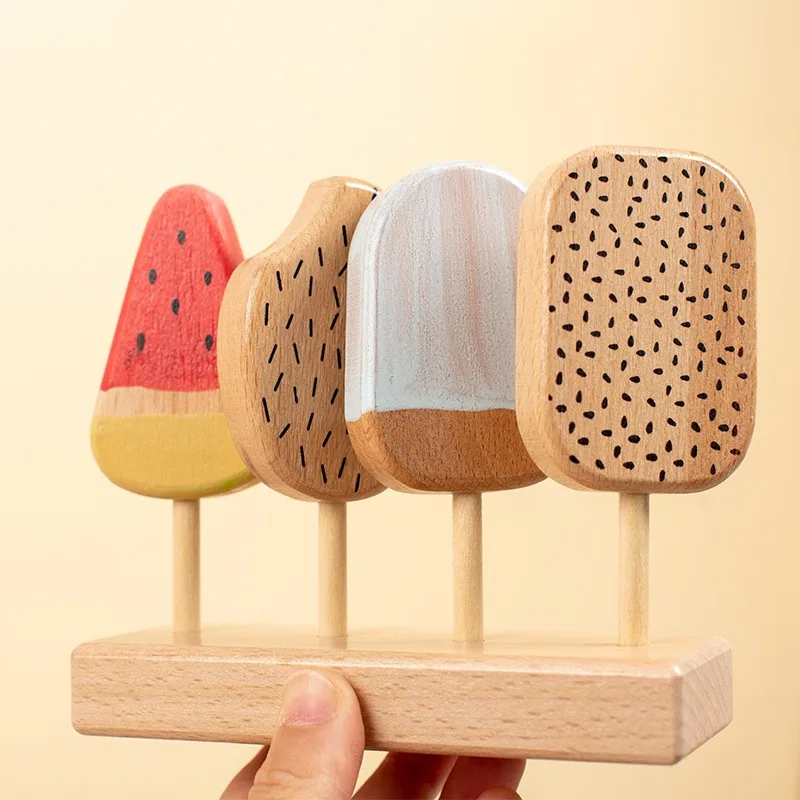 

Hoye Crafts pretend popsicle game kids simulation dessert toy funny wooden ice cream toy