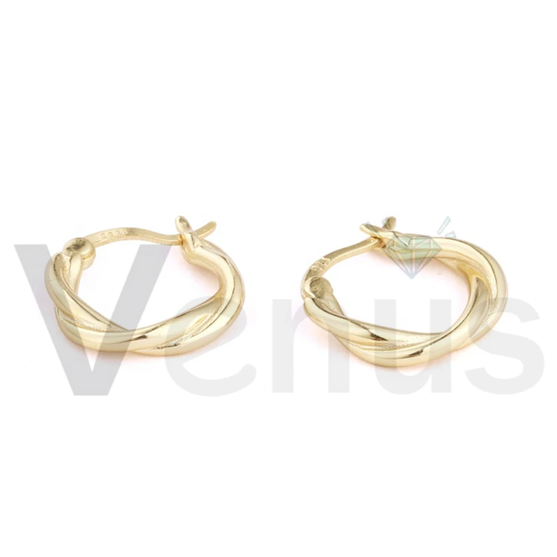 

VENUS Fashion Minimalist Jewelry 18K gold twisted circle Hoop earrings 925 Sterling silver earrings for women