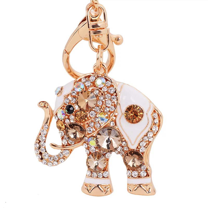 

Rhinestone Elephant Keychain for Women Lucky Crystal Personalized Key Ring Bag Charms