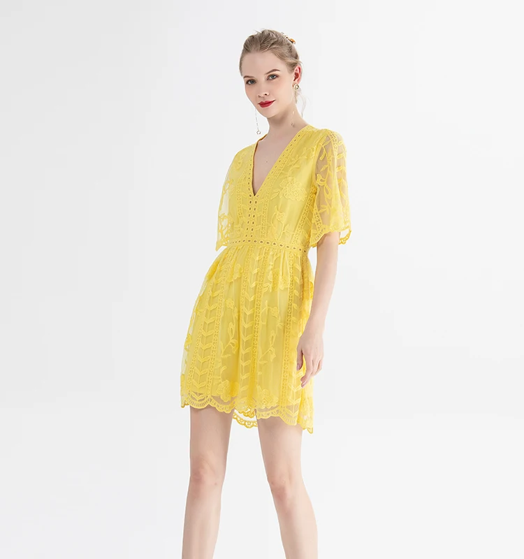 

Fashion Embroidery Sexy Summer Women Clothing Elegant Casual Lace Dresses for Sleeves