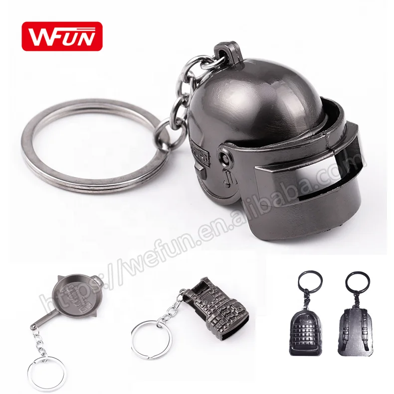 

Hot selling for Pubg Games Mini 98k M416 Gun Metal Zinc Alloy Weapon Pan Helmet Keychain Keyring for Gift Ornament, Various