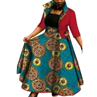 

New African Top and Tutu Skirts Sets for Women Bazin Riche African Women Clothing Dashiki 2 Pieces Coat and Skirts Sets