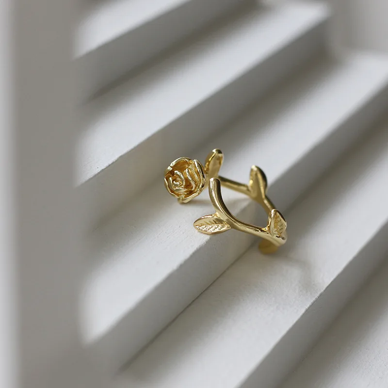 

Stainless Steel 14k Gold Plated Rose Flower Rings For Women