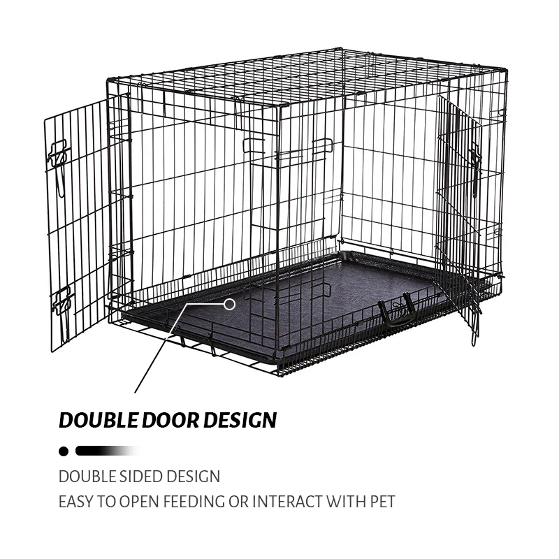 

Double Doors Modern Stackeble Large Welded Metal Dog Crate Furniture Black Tall Dog Playpen Crate Fence Pet Kennel Play