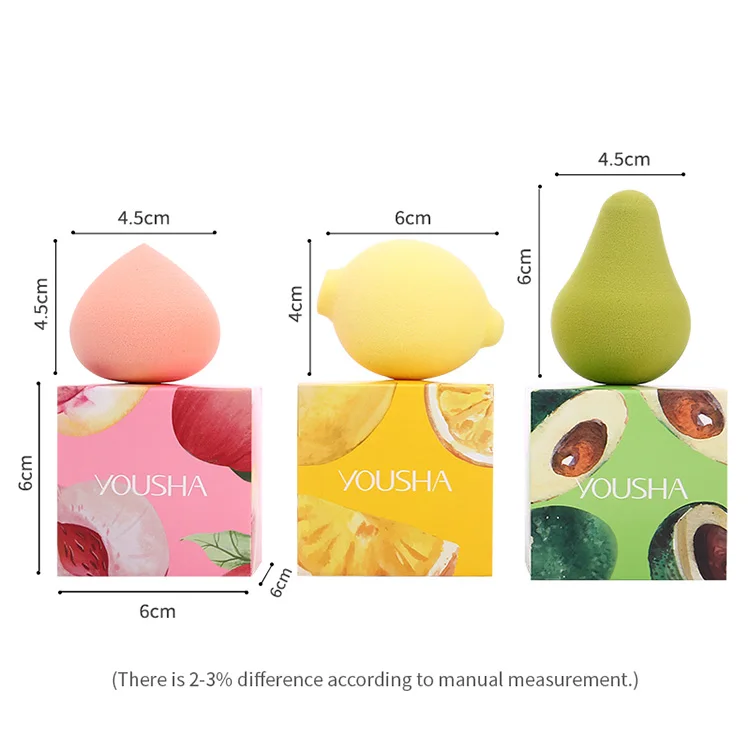 

3pcs Cute fruit soft big makeup sponge blender microfiber custom logo non latex makeup cosmetic puff beauty sponge YF220, Red,brown,green or customizing makeup sponge