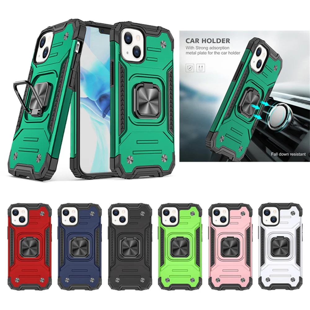 

Rugged Shockproof Protective Mobile Cover With Ring Kickstand For I Phone 13 Armor Phone Case For Iphone 13 Pro Max, 8 colors