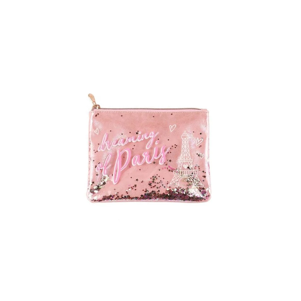 

BSCI ISO Sedex FAMA Pvc Makeup Glitter Pouch Confetti Designer Cute Clear Zippered Waterproof Girls Cosmetic Pouch Bag, Picture