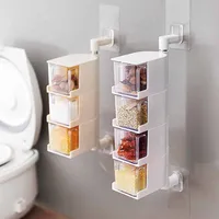 

Kitchen wall mounted rotating spice rack paste multi-layer condiment organizer with spoon