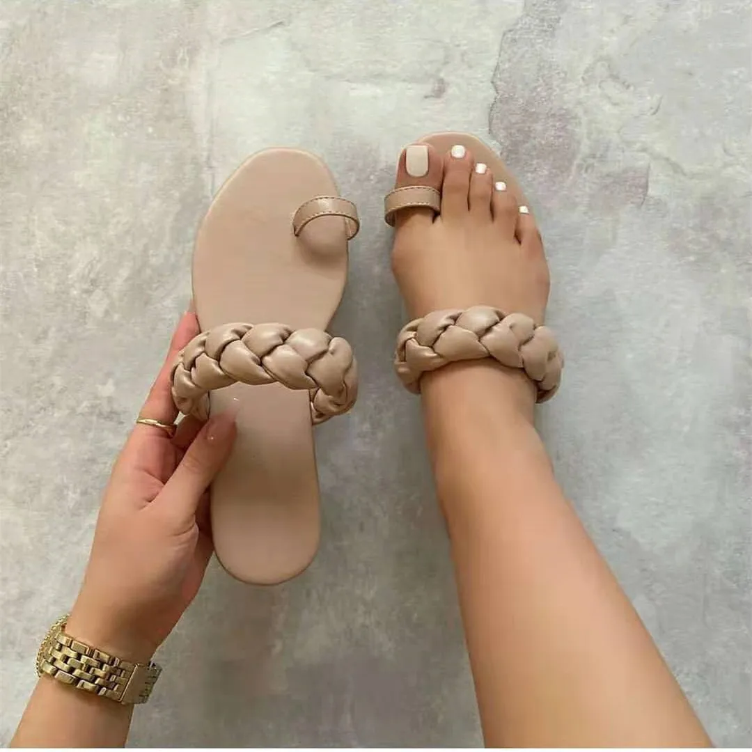 

2021 Hot Style Popular Contracted Woven Slippers For Lady Shoes 9331