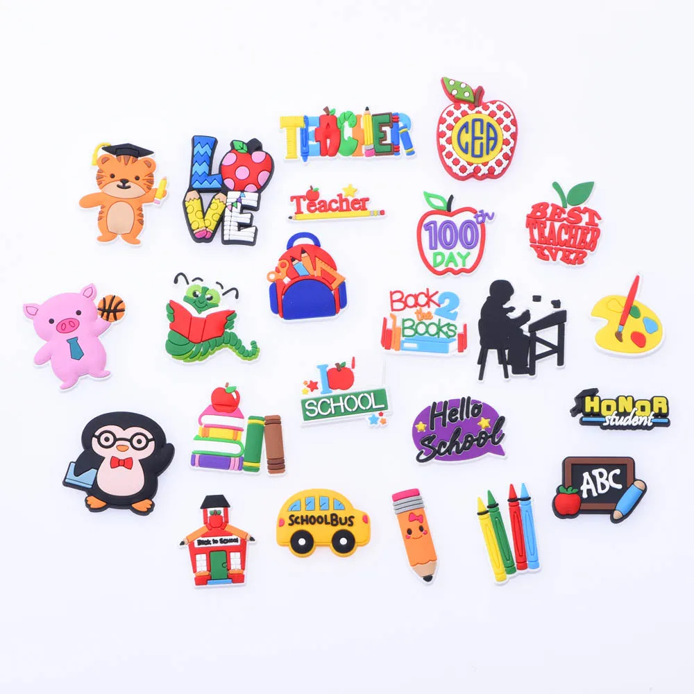 

school colleague shoe charms 2021 new arrival plastic shoe decoration for clog sandals summer shoes bracelets, Jewelry