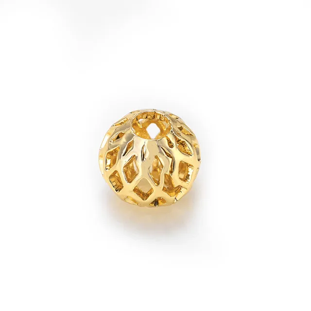

24K Gold Plated Round Brass Copper Beads Hollow Jewelry Finding for Bracelet