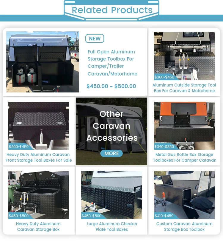 Custom Aluminum Storage Box Drawbar Toolbox With Fridge Slide For