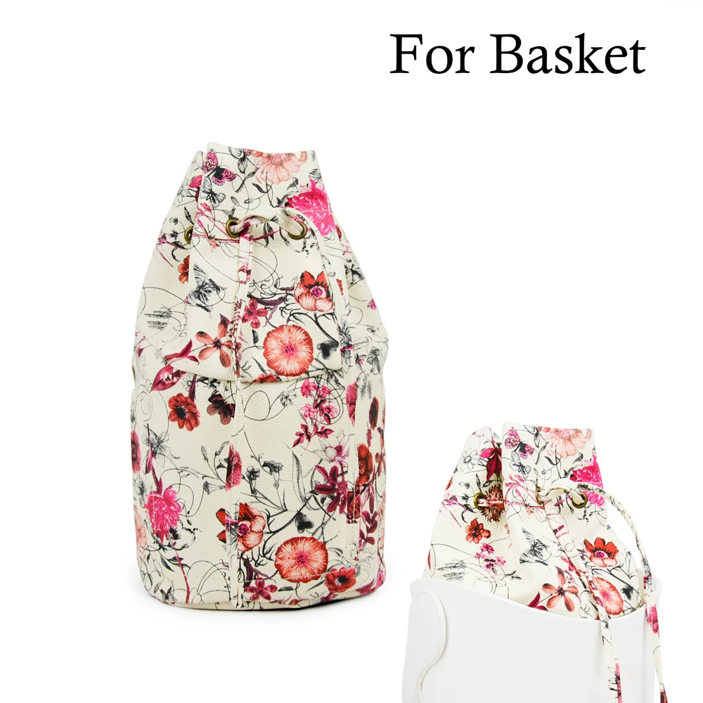 

New Floral Drawstring with Buckle PU Leather obag Inner Pocket Lining for O Bag basket