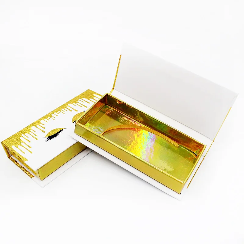 

Attractive Eyes Shape Store 3D Faux Mink Long Lashes Rectangular Magnetic Eyelash Packaging Box With Private Label, Clear box with colorful card