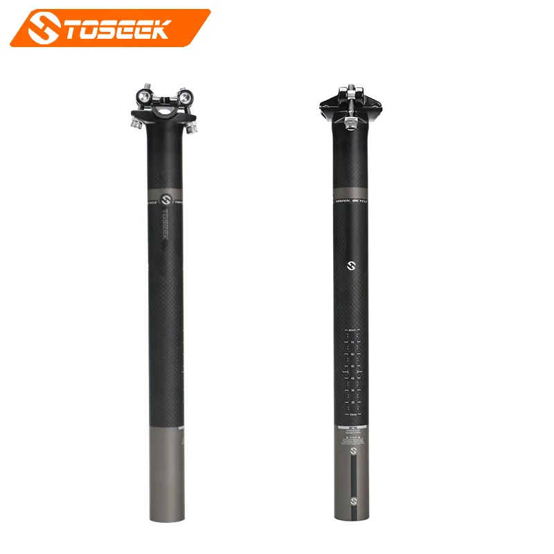 

TOSEEK carbon seat post Boxed genuine 27.2/30.8/31.6X350/400 grey matt 240g Aluminum head MTB/Road bike seat post