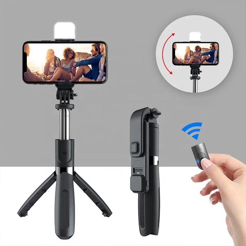 

1045mm L02s LED Fill Light 360 Degree Rotation Wireless Tripod Mini Smartphone Selfie Stick, White\black