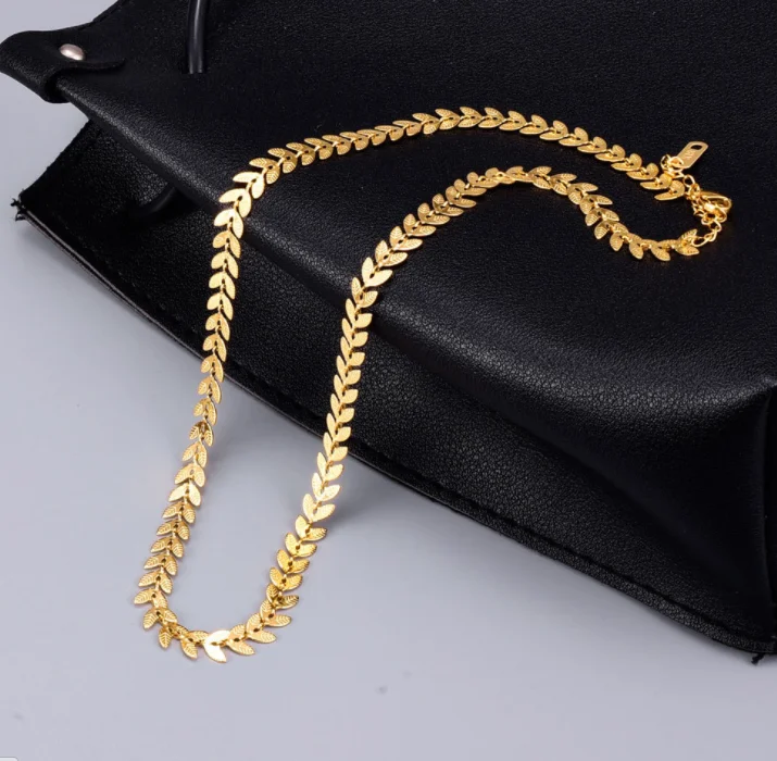 

Fish Bone Fish Tail Chain Trending Jewelry Makers Chain Leaf Chain High Quality Heavy Plated-nature Necklace