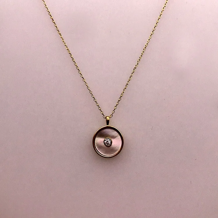 product-Wholesale Round Shape Silver 925 Disc Necklace Gold Plated Jewelry-BEYALY-img