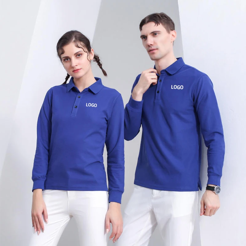 

2021 Wholesale Sublimation Tshirt Mens Women's Custom Logo Printing Embroidered Long Sleeve Plain Work Golf Polo Shirt