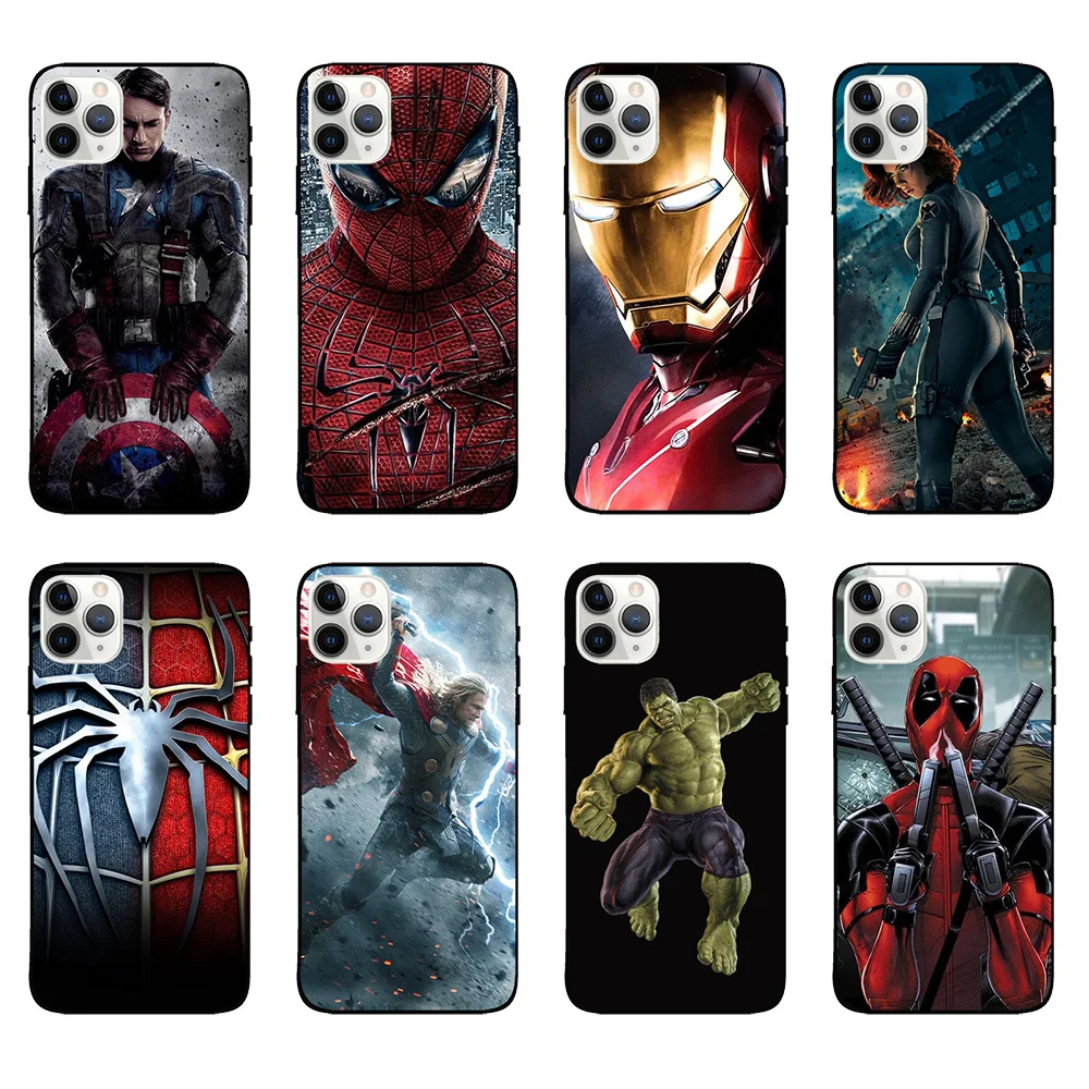 

Male Marvel cell phone case frosted Matte soft tpu street fashion phone case anime case cover for iphone 12