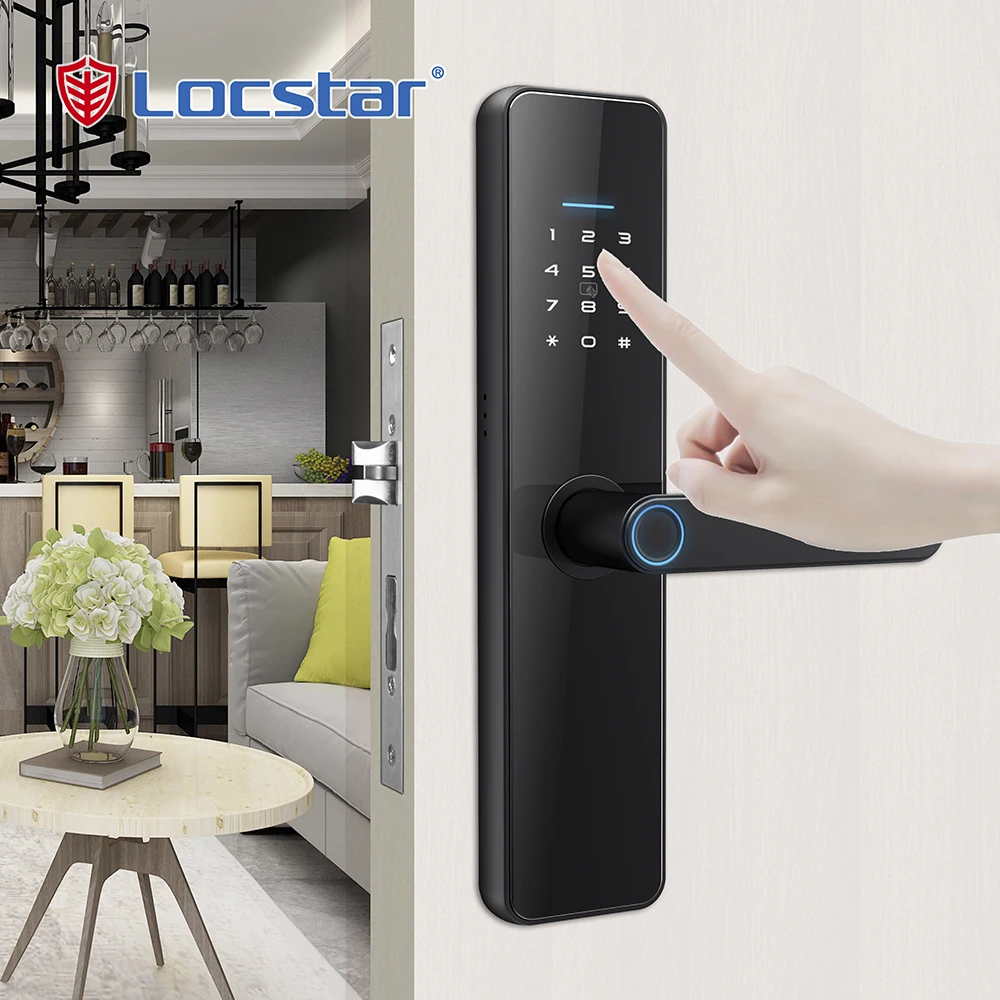 

Locstar Security Doorlock Cerradura Inteligente Digital Biometric Fingerprint Tuya App Wifi Smart Lock