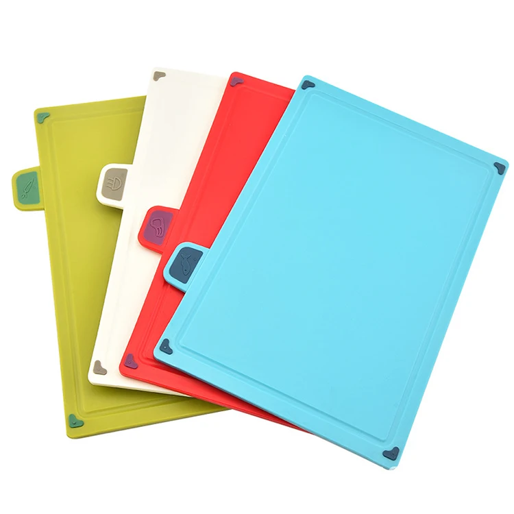 

Amazon Top Sale Kitchen Tool Creative 4-Color Classification Plastic Cutting Board Set Multifunctional Four-Piece PP Plastic Cut