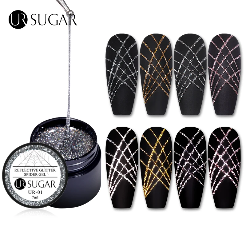 

UR SUGAR 7ml 4 Colors Reflective Glitter Painting Spider Gel for Artistic Design