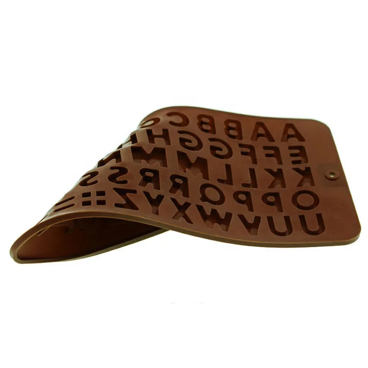 

Hot Sale Custom 52 Grids Non Stick 26 Letters Silicone Chocolate Cake Pudding Jelly Candy Molds, Chocolate & white