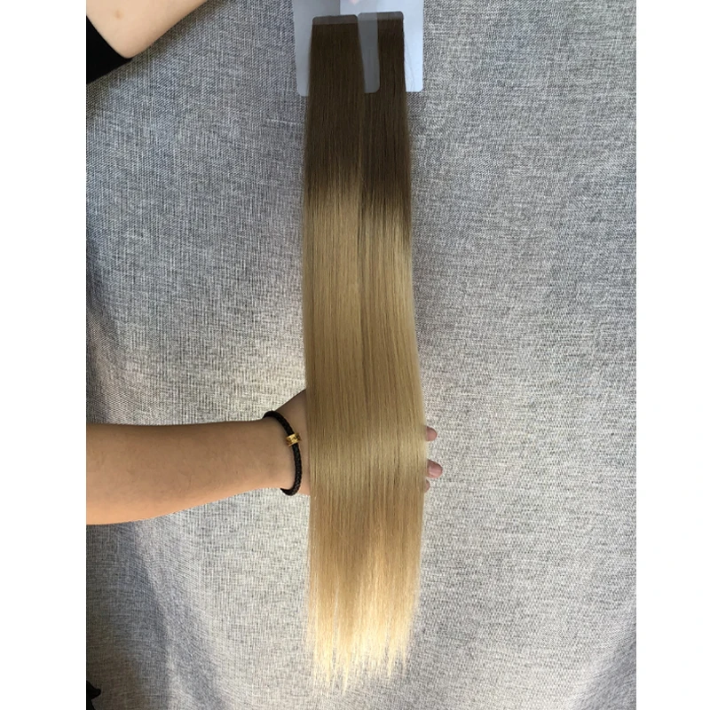 

Tape Hair Extensions Human Hair Balayage color Straight European Remy On Adhesive Invisible PU Weft hair