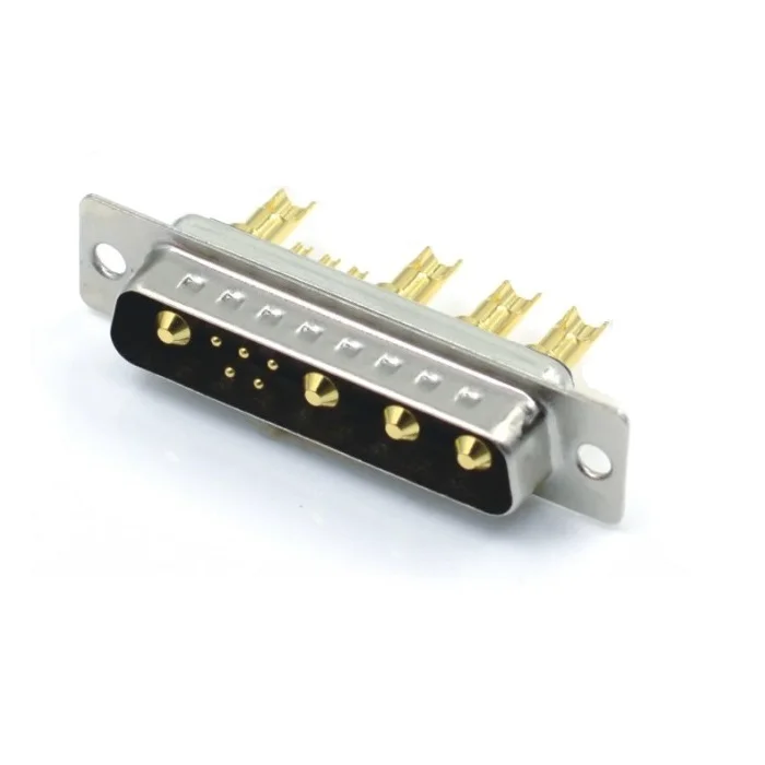 

D-SUB 9W4 Male connector cup pin type straight gold pin high current solder for cable assy