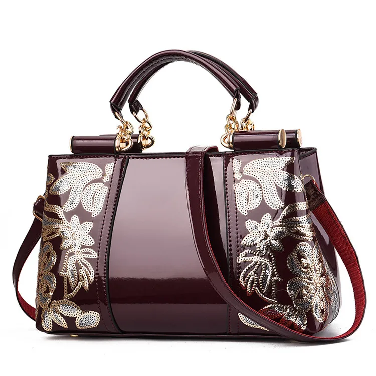 

wholesale Embroidery patent leather women handbags for ladies shoulder totes handbag women designers tote Hand Bag