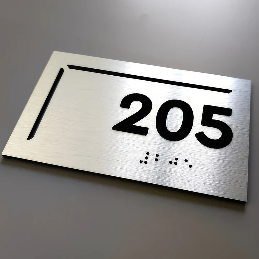 Lc Sign Customized Metal Door Room Number Address Number Stainless Steel House Number Braille Door Plaque for Hotel