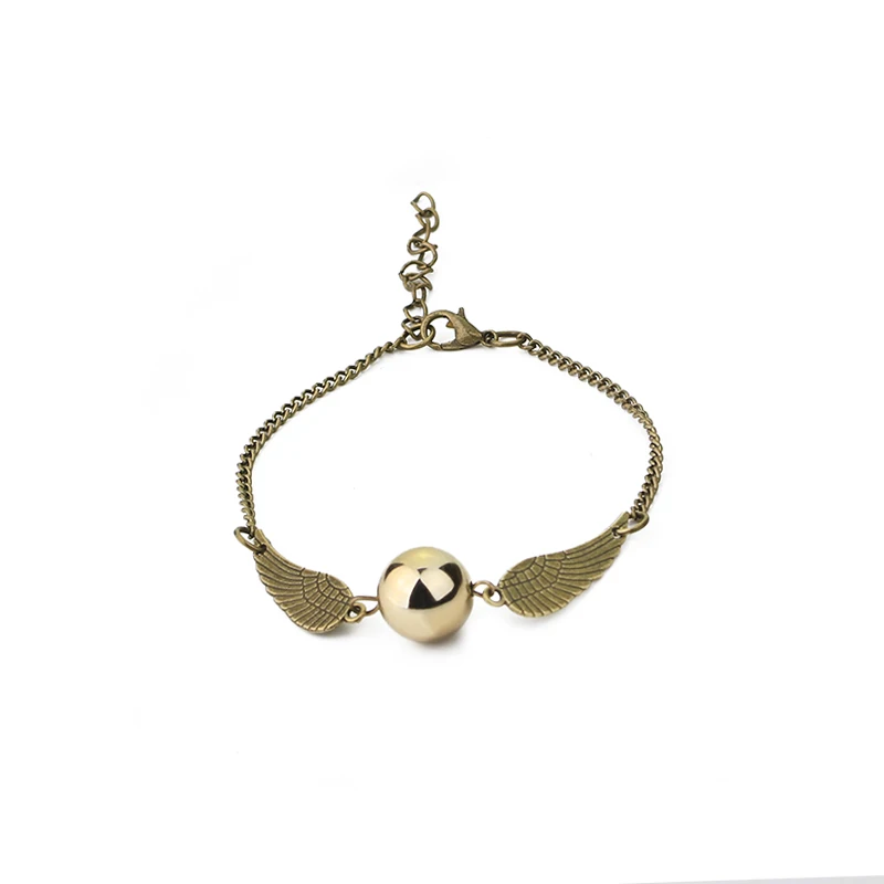 

New Product Fashion Vintage Antique Double Wing Round Ball Snitch Harry Pendant Potter Bracelet For Unisex