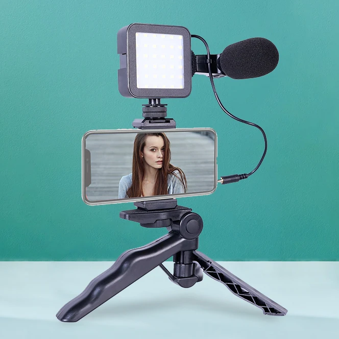 

vlogging kit smartphone vlog kit smartphone video microphone kit with led light