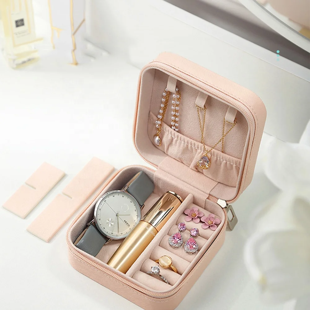 

Woman Makeup Portable Travel Storage Jewelry Organizer Box, White, black, red, etc.