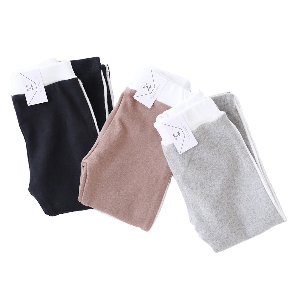 

2019 new spring girls boys bottom pants children strip trousers, Gray, black, light coffee
