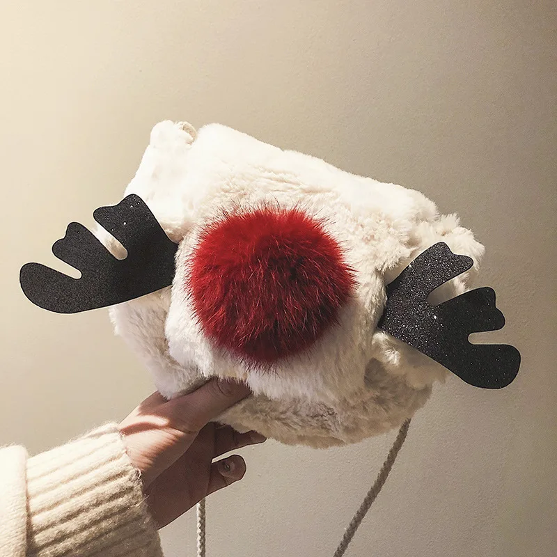 

Christmas reindeer cartoon large deer one shoulder bag worn small maomao chain female bag bag fashion