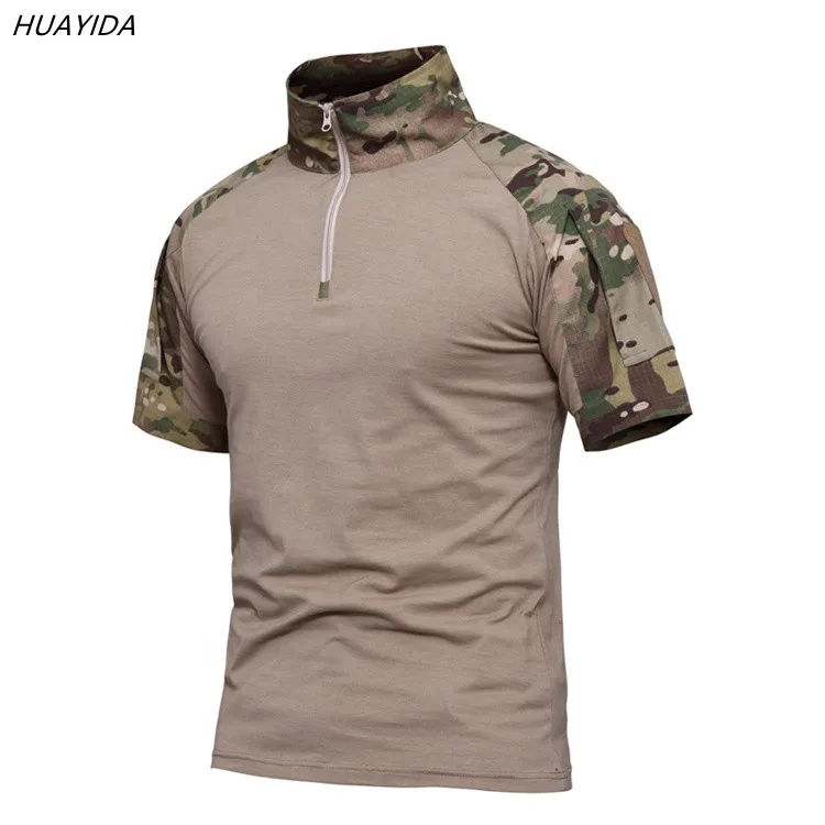 

Huayida Short Sleeve Sublimation Sport Camo Crewneck Camouflage Print Tshirt Men'S Military Army Polo T Shirt, As picture