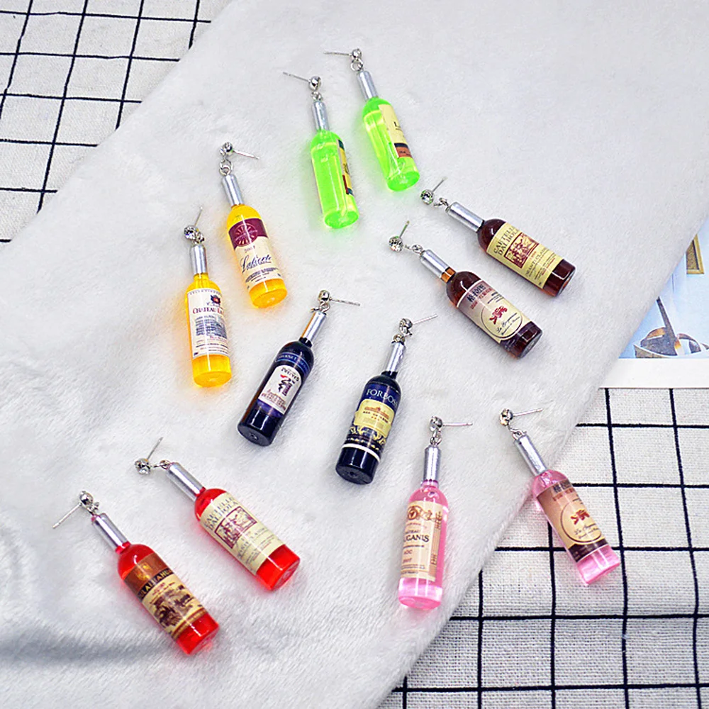 

Creative Design Colorful Resin Wine Bottle Pendant Earring For Women Girls