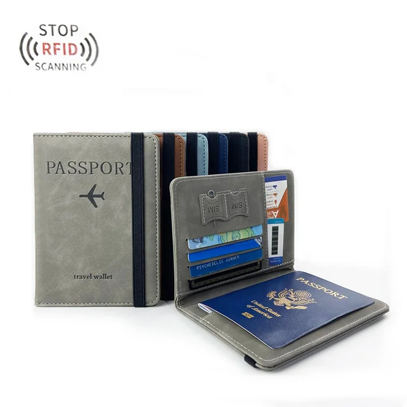

Wholesale Custom PU Leather Passport Cover Best Selling Travel Wallet with Card Case Ticket Slot RFID Blocking Passport Holder