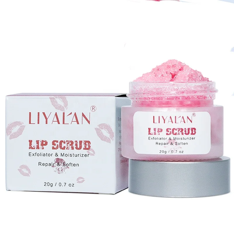 

LIYALAN Private Label Moisturizer Exfoliator Lip Care Natural Organic Vegan Strawberry Pink Lip Sugar Scrub