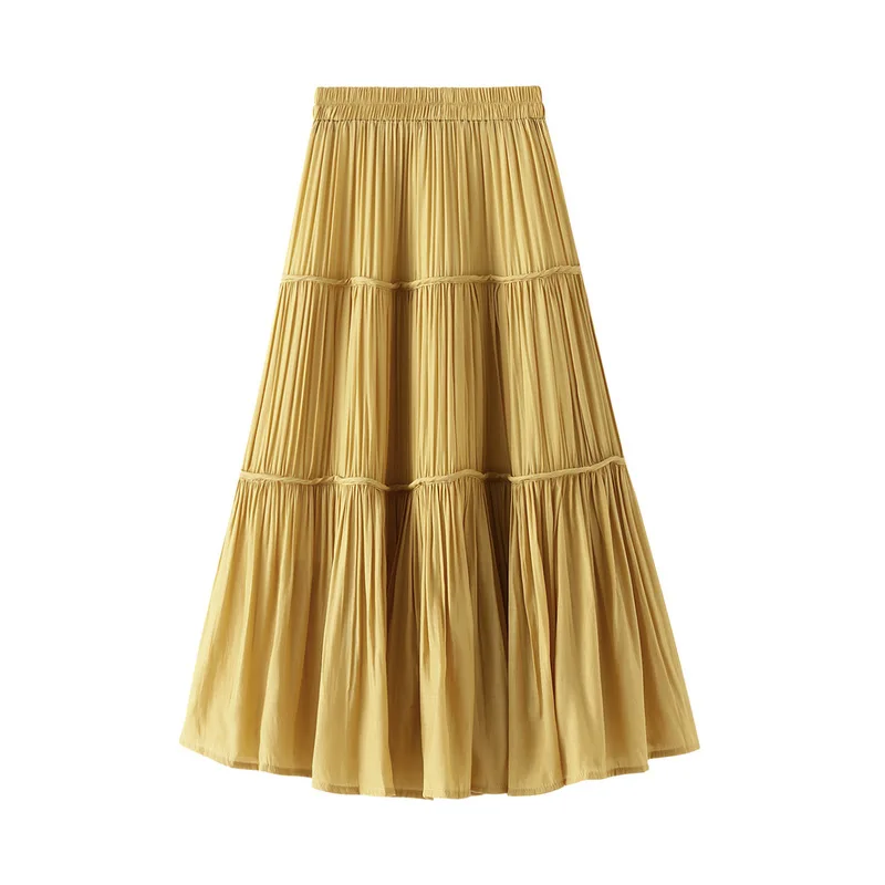 

2021 new arrivals Multicolor cake skirt pleated slimming mid-length women's skirt A-line skirt women